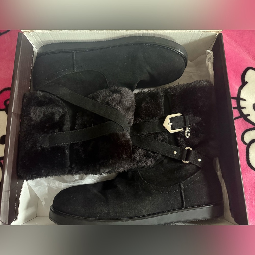 G by Guess Black Fur Winter Boots